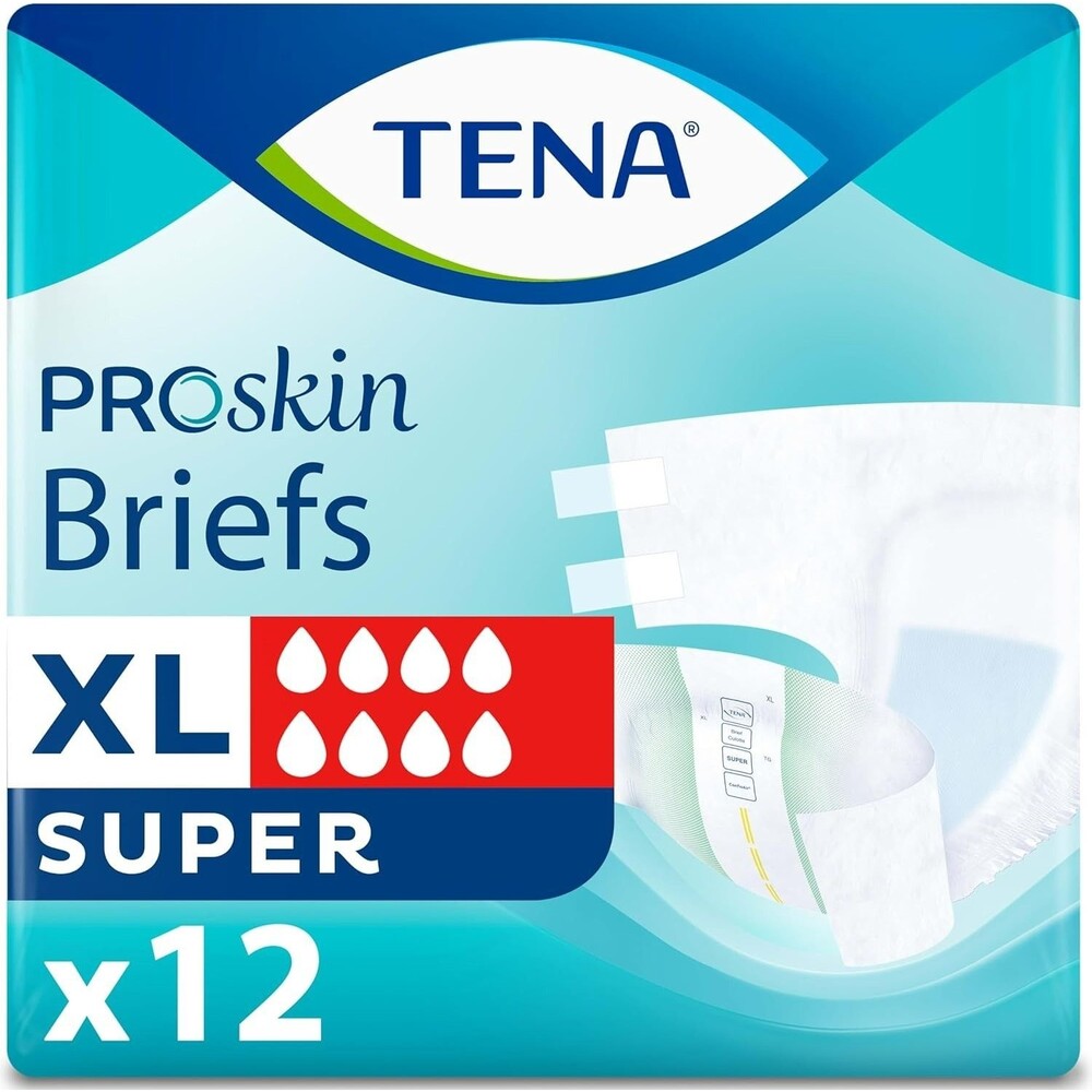 12-Count Tena Adult Proskin Super Briefs Incontinence Diapers X-LARGE White